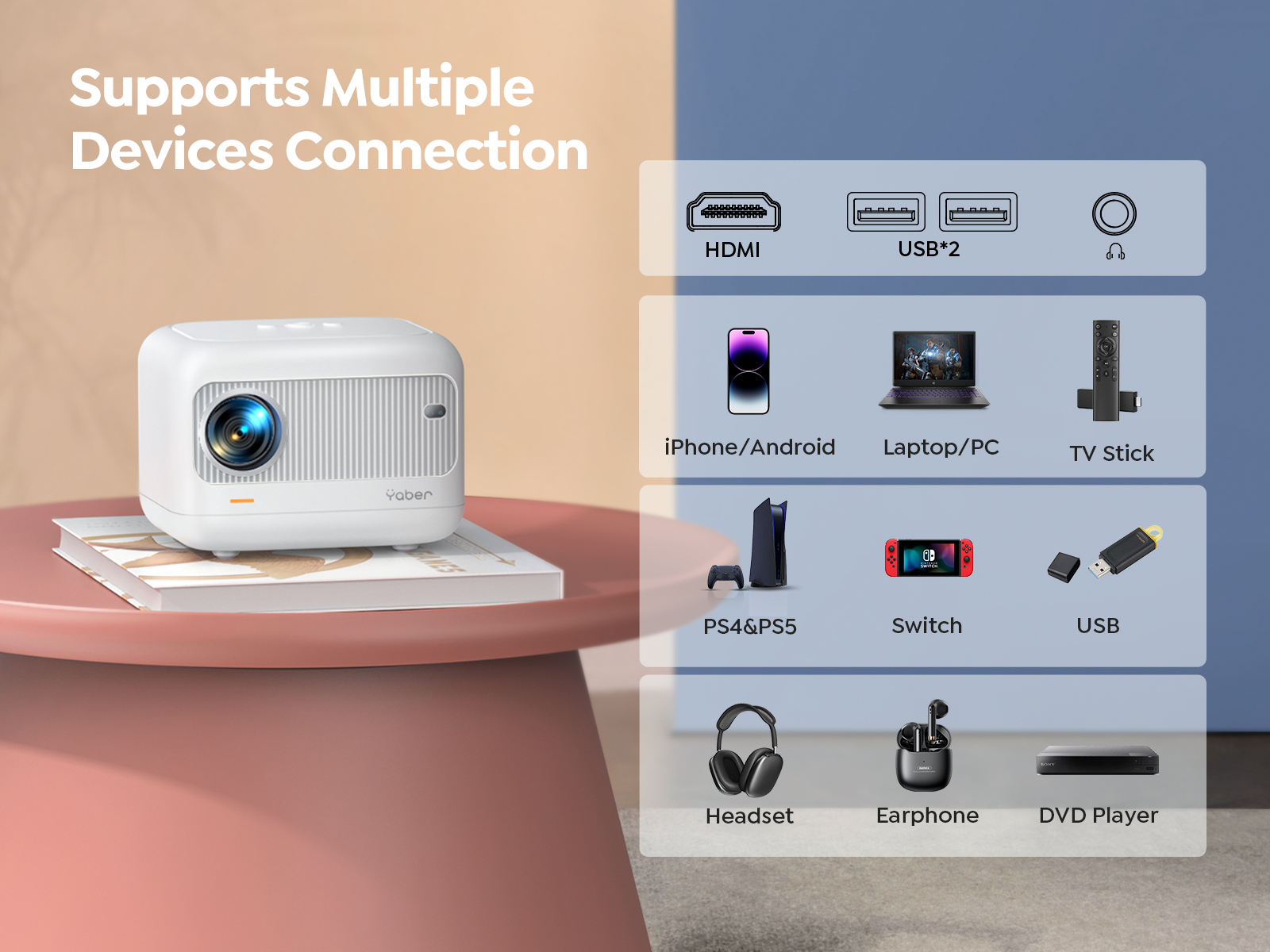 YABER PROJECTOR E1- YABER Home Projector, Entertaiment Projector